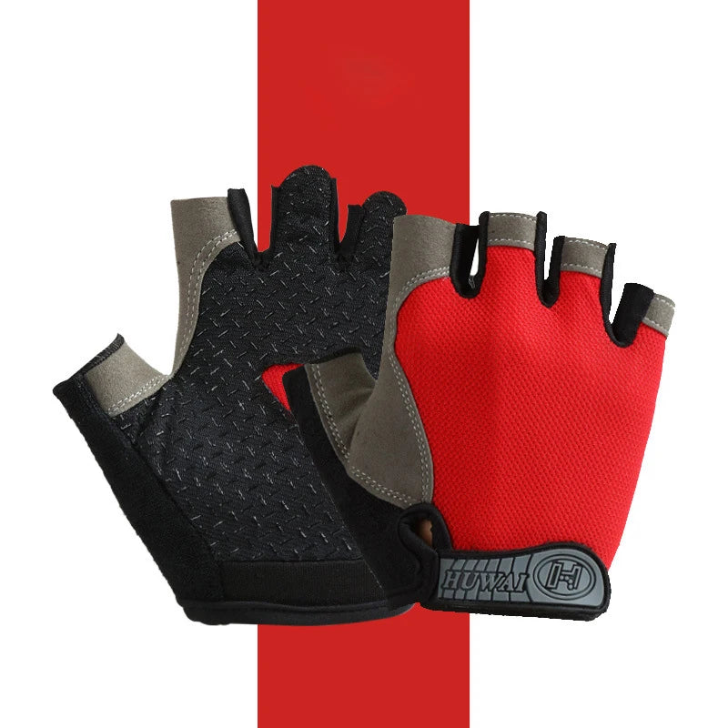 Guantes de entrenamiento de pesas pesadas para gimnasio, fitness, para hombres y mujeres, culturismo, medio dedo, antideslizantes, soporte de muñeca, levantamiento de pesas, deportes