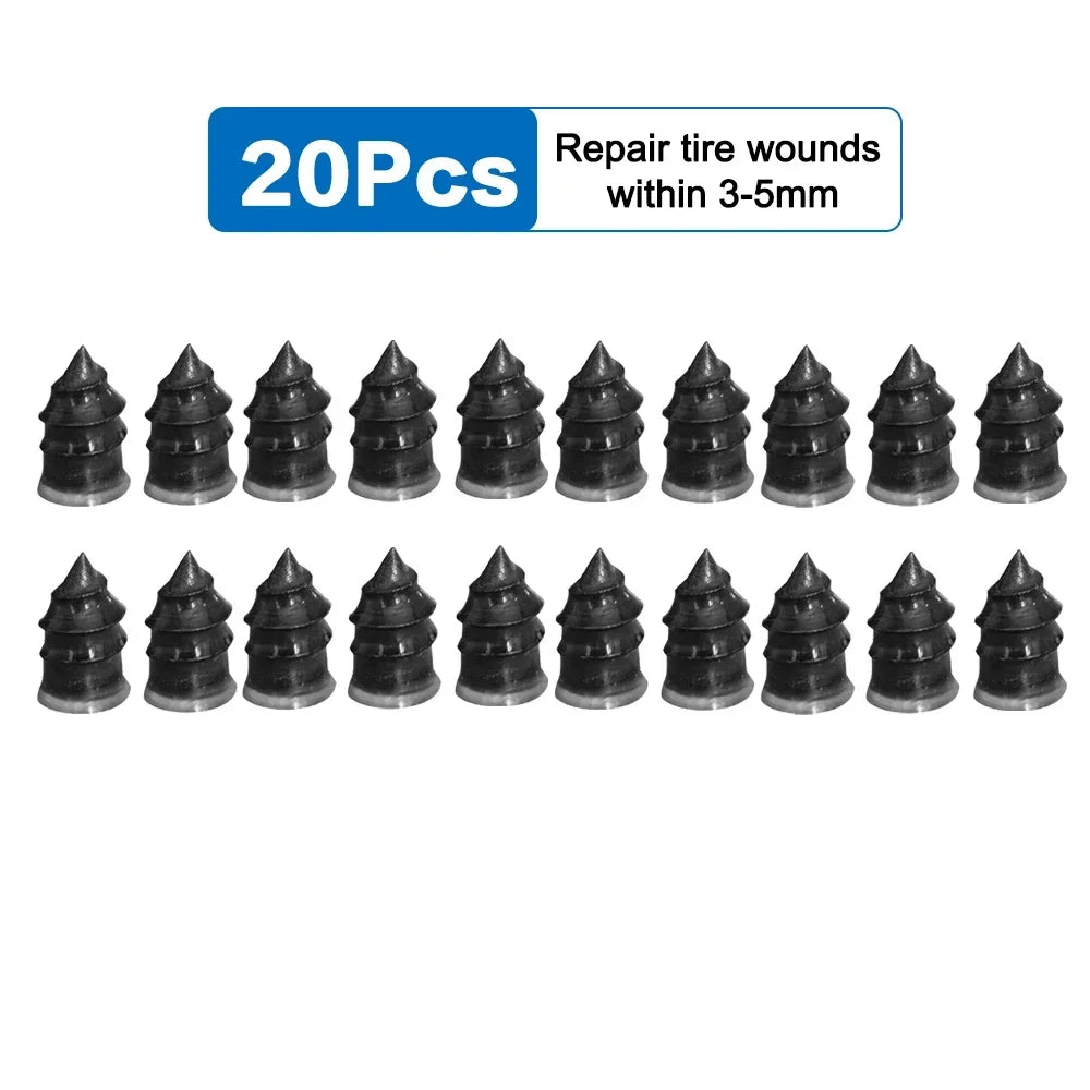 Pneus Puncture Repair Rubber para carro, motocicleta, scooter, bicicleta, reparo de pneus a vácuo, Metal Nail Set, acessórios de pneus de carro