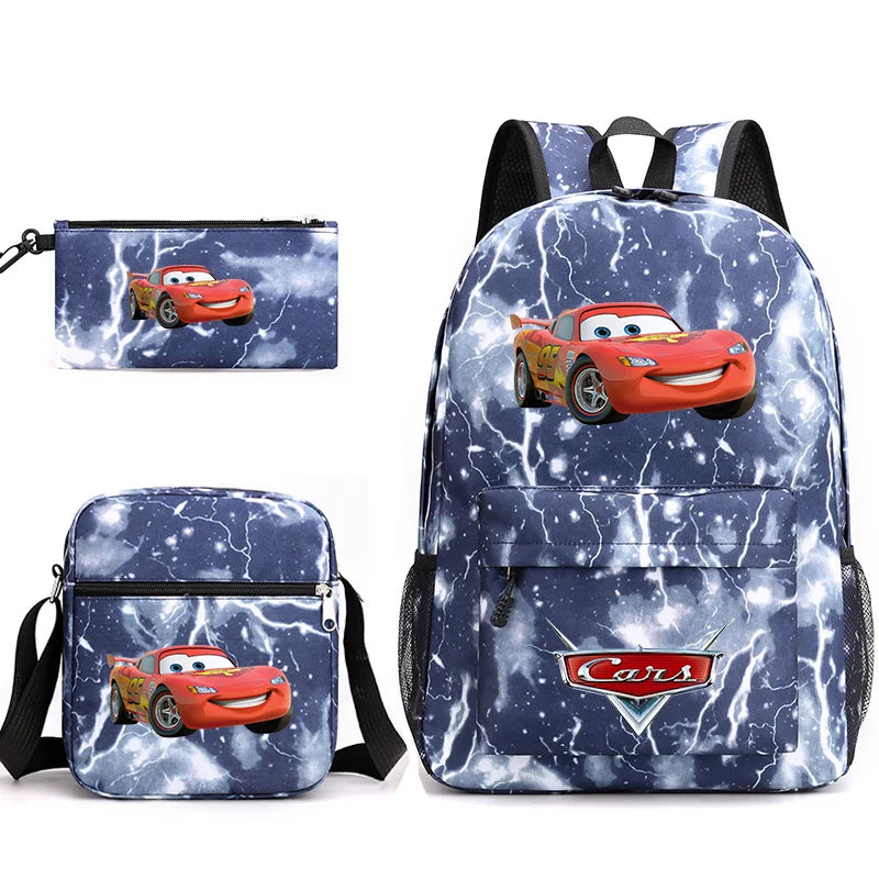 3pcs Disney Pixar Cars Lightning McQueen Students Backpacks Schoolbags Pencil Case Shoulder Bags Boys Girls School Bags Sets