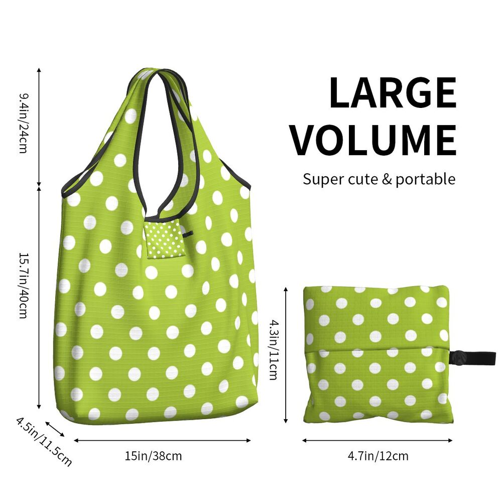 Custom Recycling Classic Black And White Polka Dot Shopping Bag Women Tote Bag Portable Grocery Shopper Bags