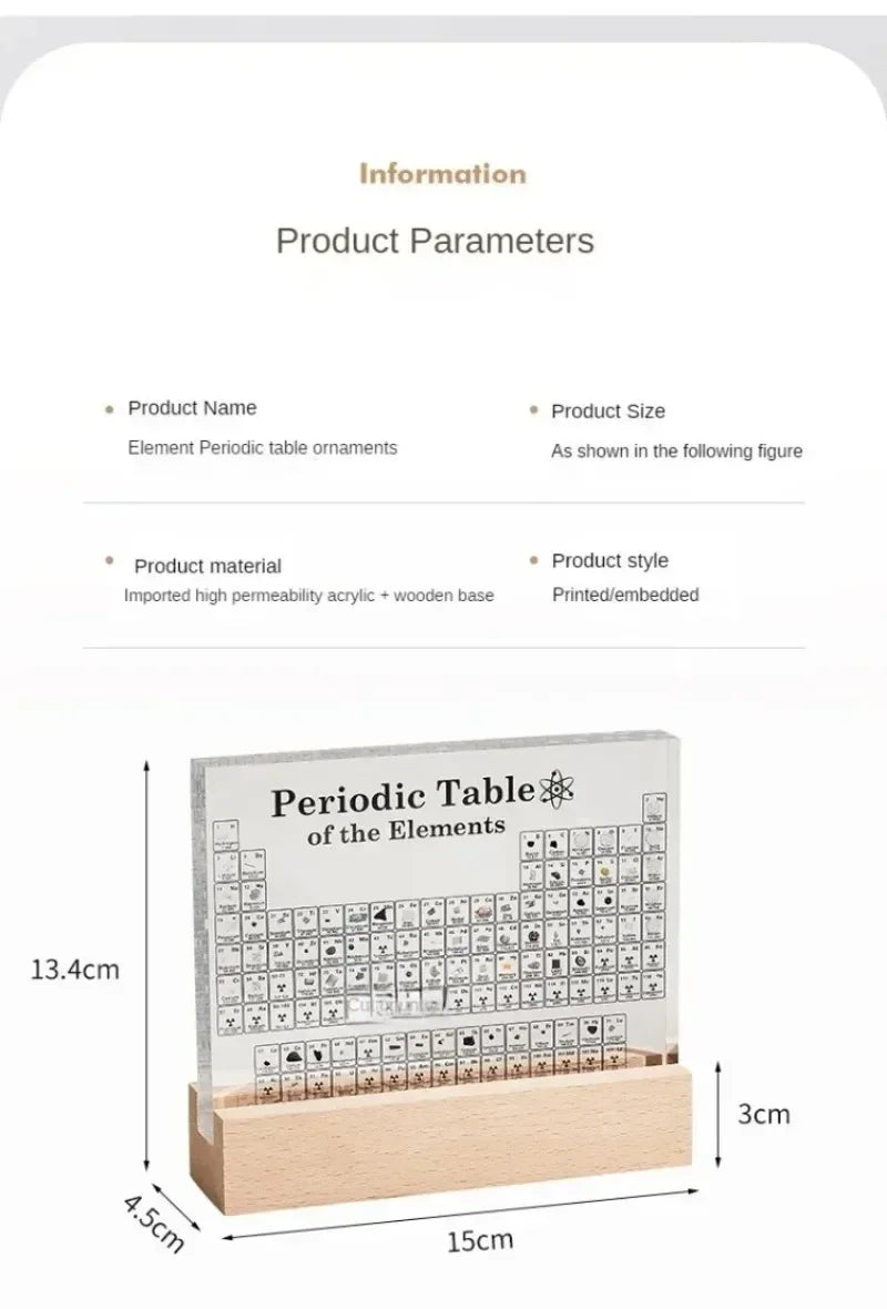 Acrylic Elements Periodic Table Mendeleev Safe Periodic Table Figurine Display Science Ornament Room Decoration Desk Accessories