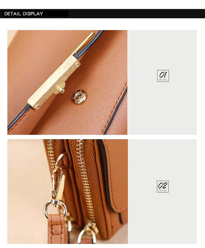 Nuevos bolsos de piel sintética para mujer, multifuncionales, de gran capacidad, tipo bandolera, a la moda, para teléfono