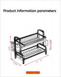 25NEW Dish Drying Rack 2-Tier Compact Kitchen Dish Rack Drainboard Set Large Rust-Proof Dish Drainer with Utensil Holder