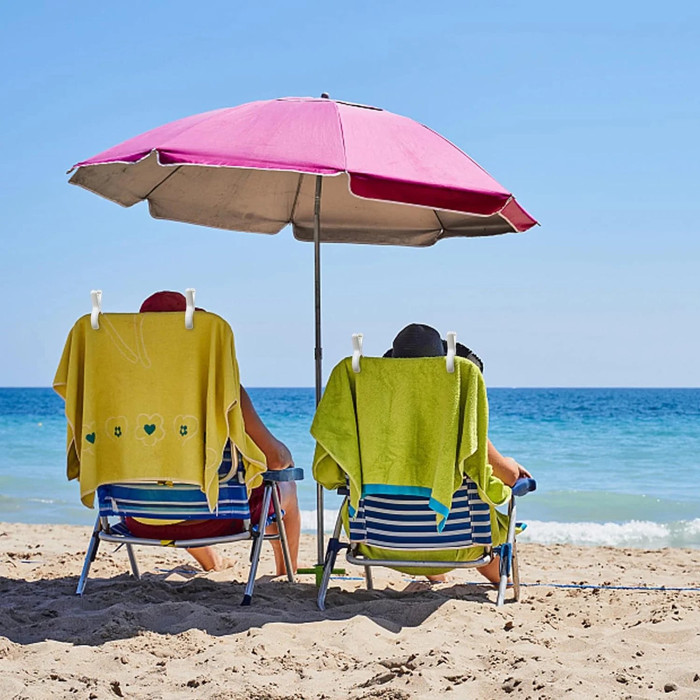 Paquete de 12 pinzas de plástico para ropa con resortes antioxidantes resistentes, pinzas resistentes para toallas de playa, pinzas para la ropa para mantener tu toalla seca.