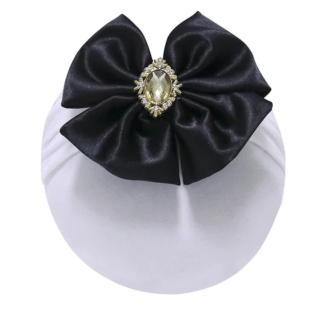Turbante con lazo grande para recién nacido, diadema con lazo y diamantes de imitación, pañuelos para la cabeza 