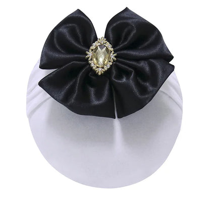 Turbante con lazo grande para recién nacido, diadema con lazo y diamantes de imitación, pañuelos para la cabeza 