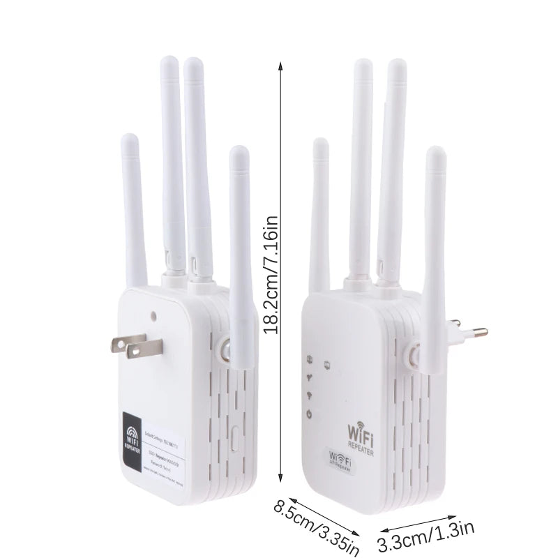 Repetidor WiFi de 300 Mbps, extensor WiFi inalámbrico, amplificador WiFi de 4 antenas, 5G, 2,4G, red de doble banda, enrutador de señal de largo alcance