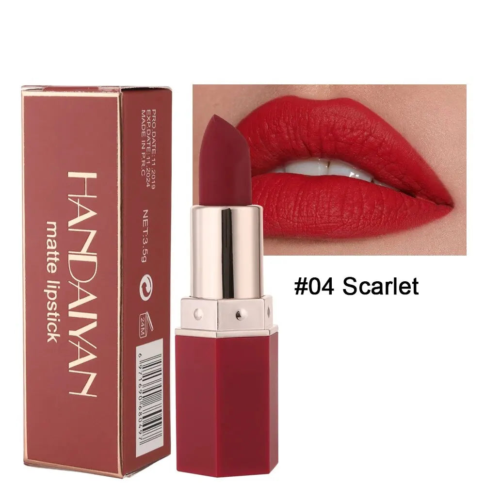 Lápiz labial mate de alta pigmentación HANDAIYAN, terciopelo, resistente al agua, maquillaje de larga duración, cosméticos para labios