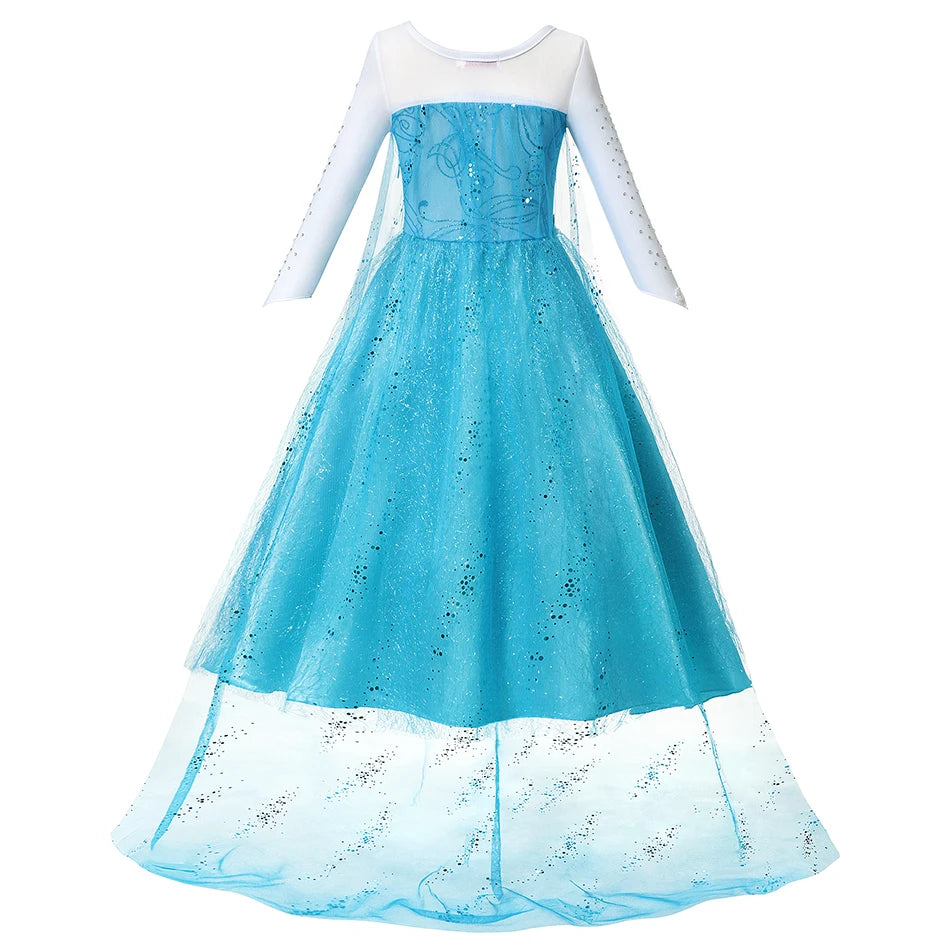 Fantasia de Verão das Rainhas Elsa e Anna – Vestido de Princesa para Meninas e Crianças Pequenas – Ideal para Halloween, Cosplay e Festas (Para 2 a 10 Anos)