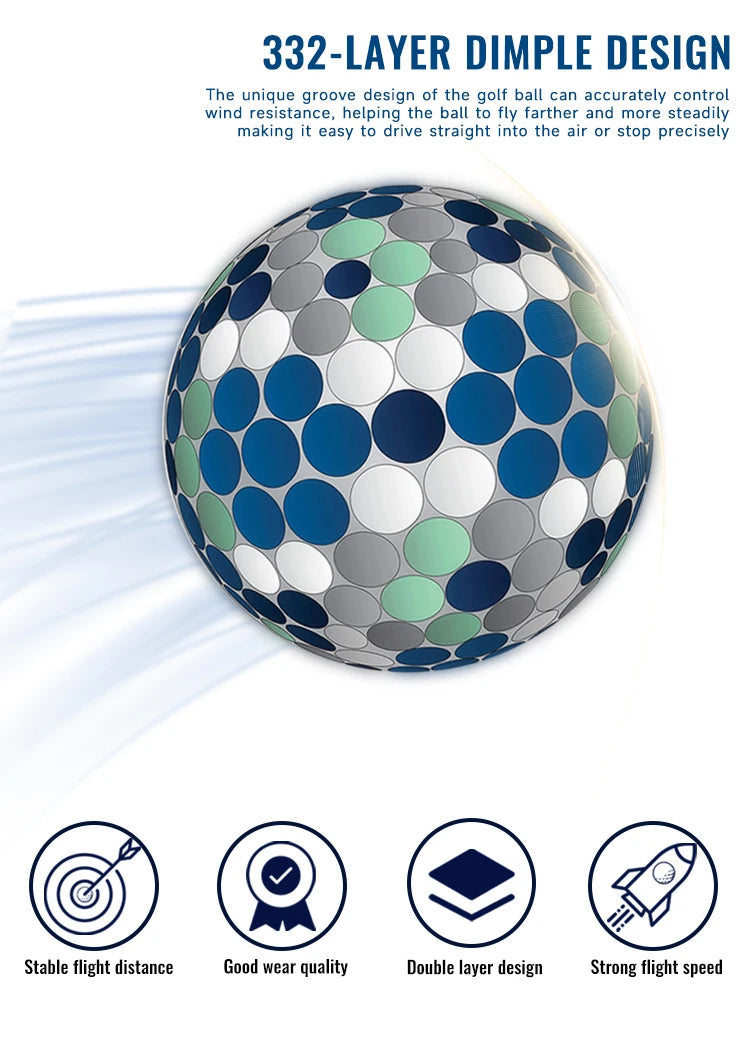 Caiton 50pcs 2-Layer Golf Balls - 332 Dimple, Max Distance, Spin Control, Durable, Precision - For Golf Training & Play