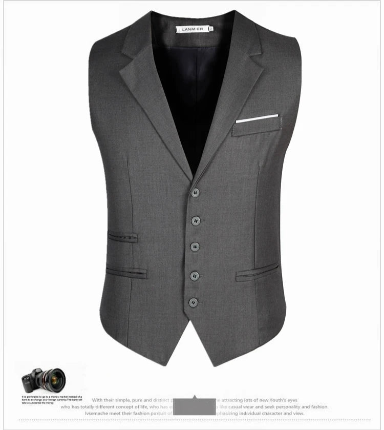 M-6XL Dress Vests For Men Slim Fit Mens Suit Vest Male Waistcoat Gilet Homme Casual Sleeveless Formal Business Jacket Plus Size