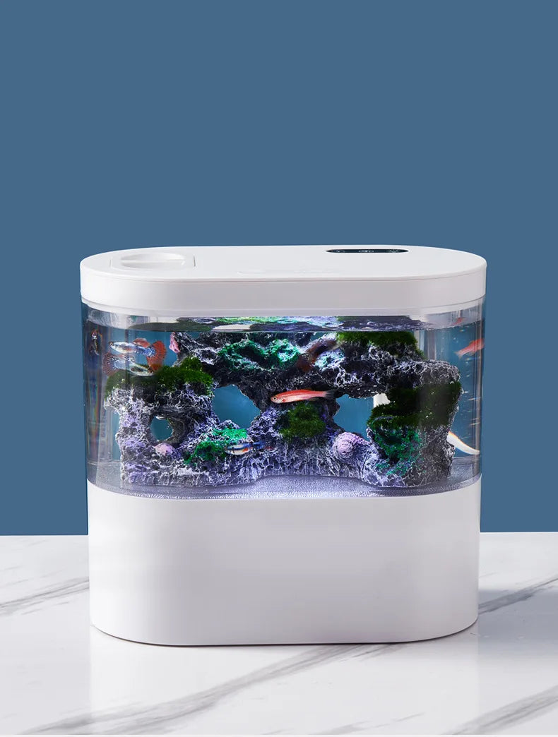 USB Mini Desktop Aquarium Built-in Water Pump / LED light / Filter Self circulation and self circulation goldfish tank