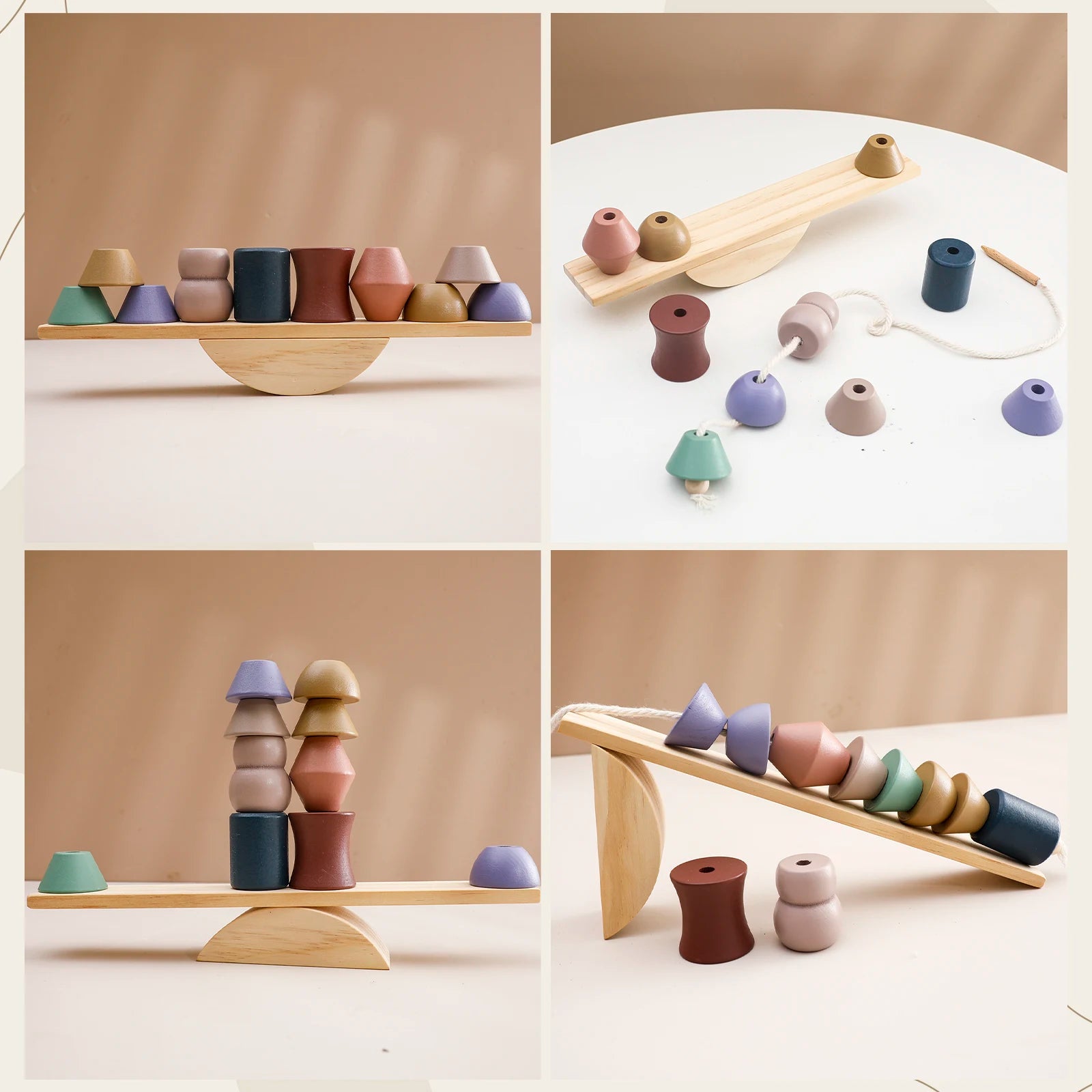 Montessori Sensory Toys Stacking Toys for Baby Forest Houses Replica Wooden Forest Blocks Early Childhood Education Game Gift