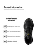 Men Rotating Button Safety Shoes Steel Toe Work Sneakers Indestructible Shoes Puncture-Proof Work Boots Air Cushion Safety Shoes