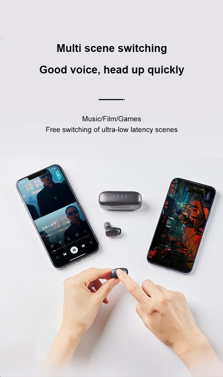 Auriculares inalámbricos FIIL T2 Pro con micrófono dual, 37 dB, híbridos ANC, Bluetooth 5.2, TWS ENC, auriculares de alta fidelidad, carga inalámbrica rápida.