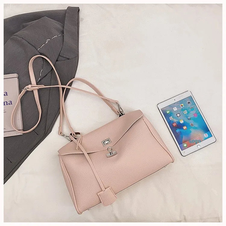 Casual Large Capacity Lychee Pattern Single Shoulder Slant Cross Bag Versatile Underarm Bag Simple Stylish Tote Bag