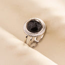 1pc Boho Turquoise Ring Stainless Steel Black Stone Silver Color Adjustable Ring Women Ethnic Ring Bohemian Jewelry Gift No Fade