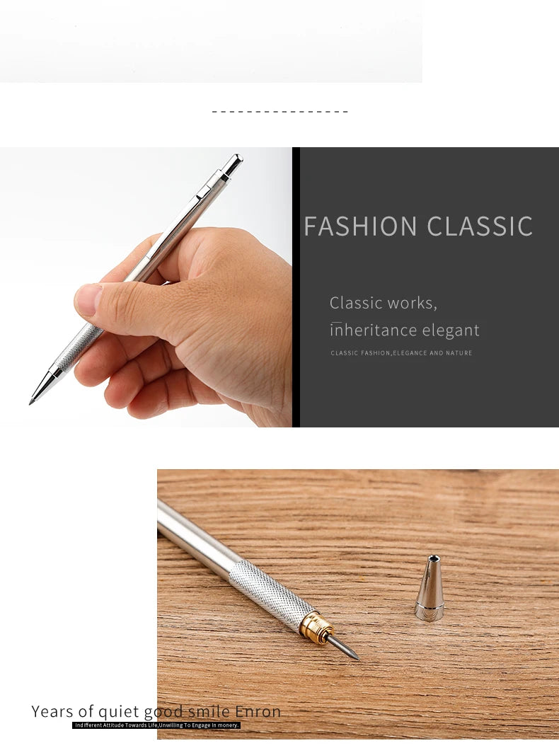 Mechanical Pencil Set 0.3 0.5 0.7 0.9 1.3 2.0mm Full Metal Art Drawing Painting Automatic Pencil with Leads Office School Supply