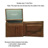 GENODERN Cow Leather Men's Wallets with Coin Pocket Vintage Male Purse RFID Blocking Genuine Leather Men's Wallet with Card Holders