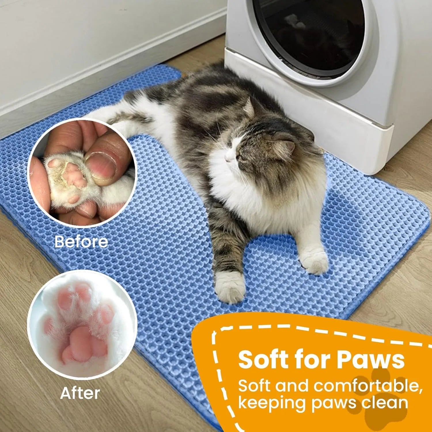 Cat Litter Mat Double Layer Pet Non-Slip Large Cat Litter Box Filter Mat Wear-Resistant Waterproof Anti-Slip Cat Litter Mat