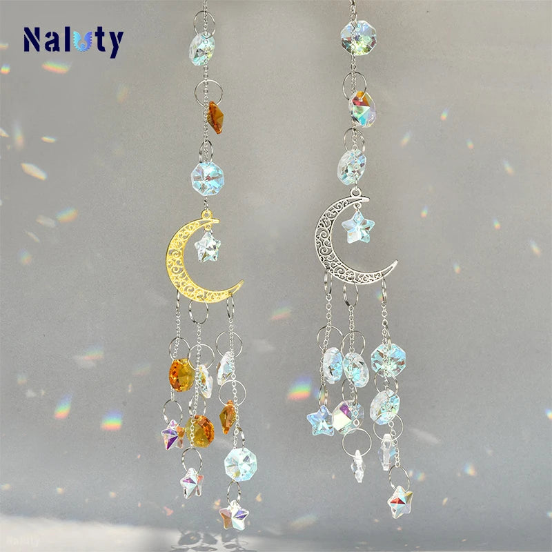 Colgante de cristal para jardín, atrapasol, campanillas de viento, prisma arcoíris, cadena de cristal para ventana, campana colgante, árbol de Navidad, decoración del hogar