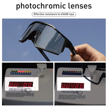 Kapvoe Photochromic Cycling Glasses Photochromic Sunglasses Road Bicycle Sports Glasses MTB Bike Eyewear Men 1 Lens Accessories