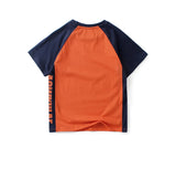 2022 Summer Korean Style Children T-Shirts Fashion Splicing Letter Design Kids Short Sleeve Tops Pure Cotton Children's Clothes
