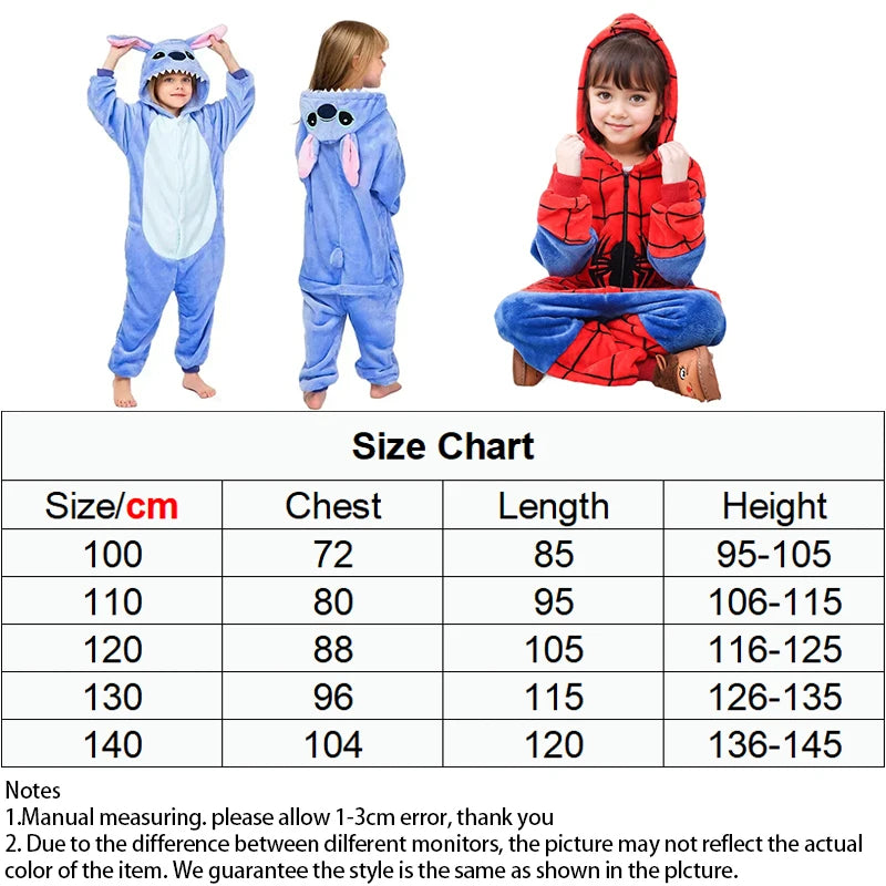 Lilo Stitch Cosplay Costume Boys Girls Spider Pajamas Plush Winter Warm Clothes for Boys Girls Halloween Christmas Gifts