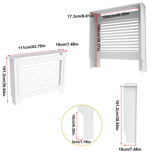 Wood Radiator Cover Cabinet White Horizontal Slat Heater Covers Modern Tall Radiator Shelf