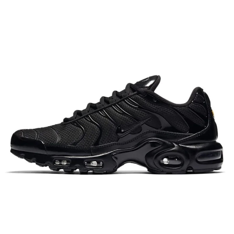 Zapatillas Nike Air Max Plus TN para correr, clásicas, negras triples, para exteriores, para correr, caminar, deportivas, para mujer y hombre.