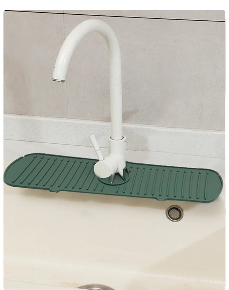 1PC Silicone Faucet Mat Water Ripple Kitchen Bathroom Draining Pad Wash Basin Large Sink Splash Pad Countertop Protector