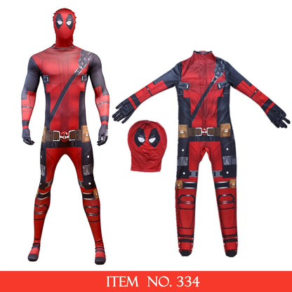 MARVEL Deadpool Cosplay Costumes Kids Adult Superhero Bodysuit Jumpsuit with Mask Rich Accessories Party Clothes Outfits