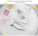 Girls Purple High Heels For Kids Princess RED Leather Shoe Footwear Children's Dress Party Wedding Shoes Round Toe 1-3CM