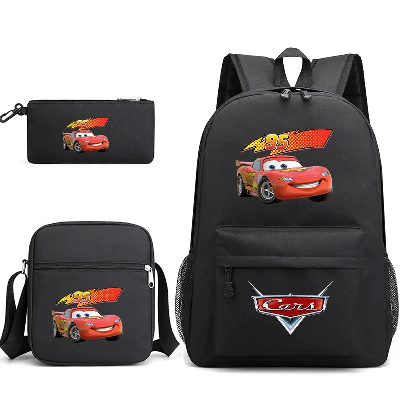 3pcs Disney Pixar Cars Lightning McQueen Students Backpacks Schoolbags Pencil Case Shoulder Bags Boys Girls School Bags Sets
