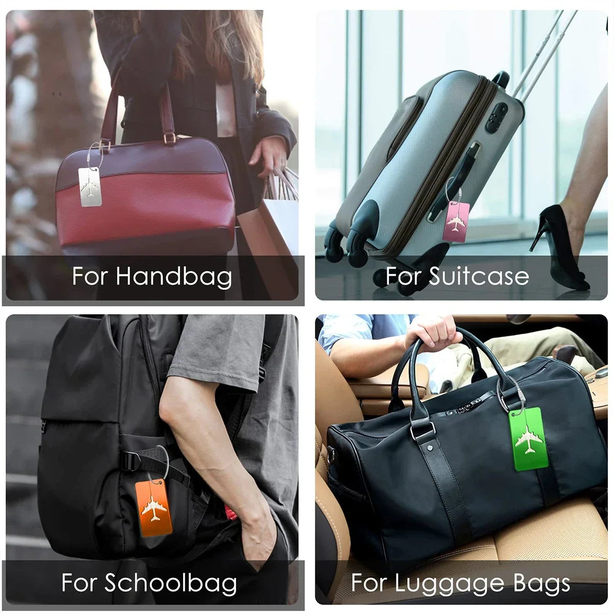 Aluminium Alloy Aircraft Luggage Tag with Name Travel Luggage Tag ID Card Anti-lost Solid Color Travel Accessories