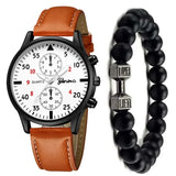Reloj de pulsera de cuarzo para hombre, correa de cuero marrón, informal, de lujo, sin caja, 4 unidades, 2 unidades, 1 unidad 