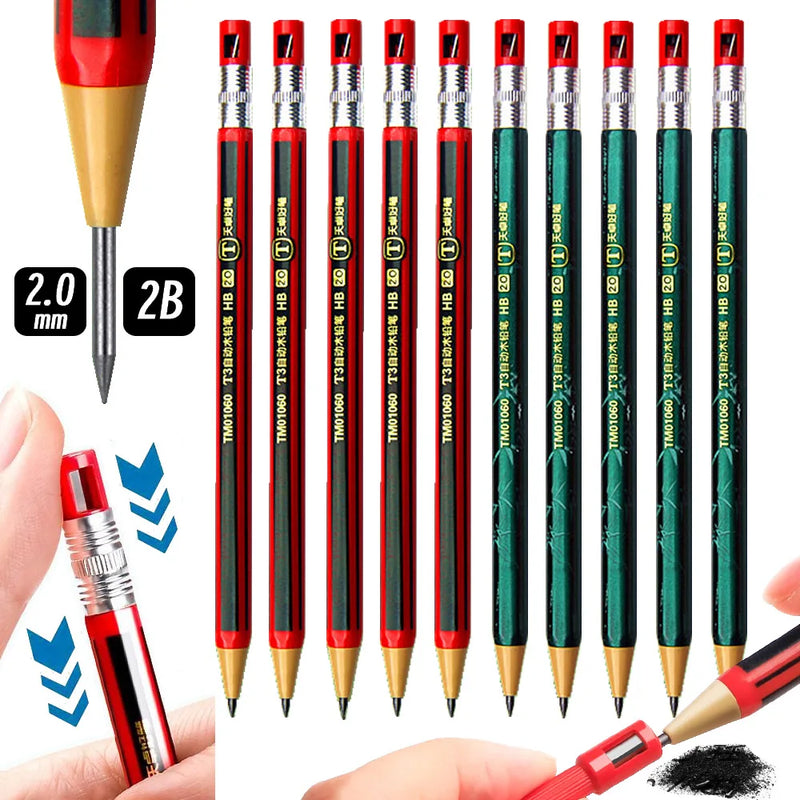 2.0mm Mechanical Pencils Set 2B Automatic Student Pencils with Sharpener Color Pencil Leads School Pens Kawaii Cute Stationery
