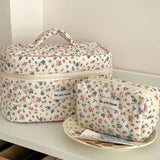 Women Makeup Bag Floral Cosmetic Pouch Cute Make Up Bags Cosmetic Bags Portable Travel Bag School Pencil Case Home Decor