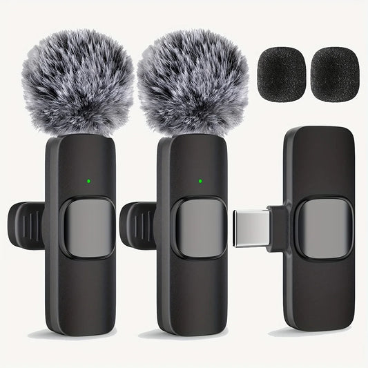 Wireless Microphone with Type C Connector for Audio Recording Live Streaming Video Conferencing And Singing