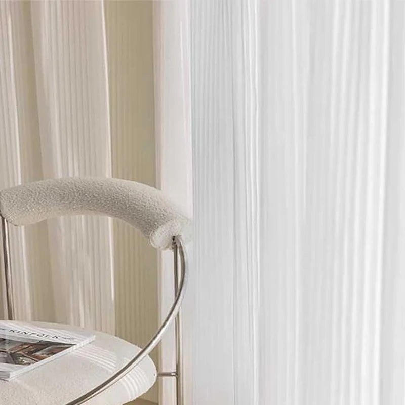 Vertical Louvered Chiffon Transparent Curtains High-quality Sun Shading White Chiffon Suitable for Living Rooms and Bedroom 1PC