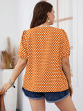 Fairyshely 2025 Summer Casual Print Plus Size Top Women Square Collar Loose Large T-shirt Lady Short Sleeve Elegant Curvy Tops