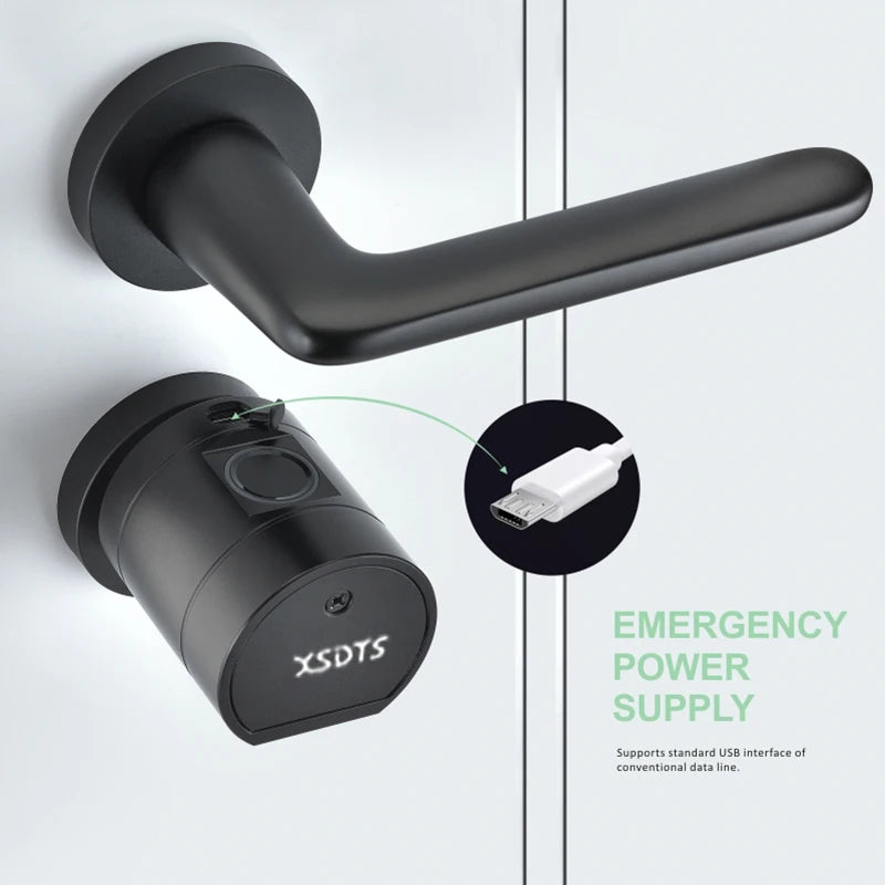Tuya APP Fingerprint Cylinder Electronic Smart Door Lock Digital Keypad Code Key Card Remote Control Adjustable Home Apartment
