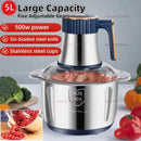 5L Electric Meat Grinder Stainless Steel Food Processor Chopper Kitchen Utensils Vegetable and Fruit Chopper Kitchens Utensil