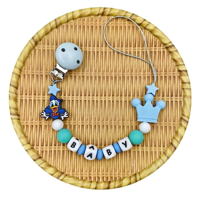 Cartoon Silicone Luminous Beads for Baby, Pacifier Clips, Chain Holder, Teether, Personalized English and Russia Name, Kawaii Toy 