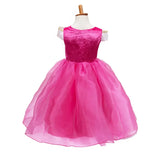 Girl Pink Dress Aurora Cosplay Costume Princess Deluxe Outfit Children Summer Brthday Party Elegant Gown Fairy Disguise Sets
