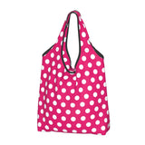 Custom Recycling Classic Black And White Polka Dot Shopping Bag Women Tote Bag Portable Grocery Shopper Bags