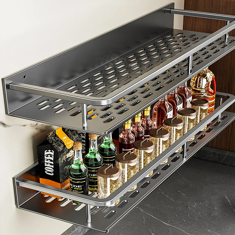 Aluminum Kitchen Rack Kitchen Shelf Toilet Storage No Drill Hanging Rack Bathroom Organizer Hang on the Wall Kitchen