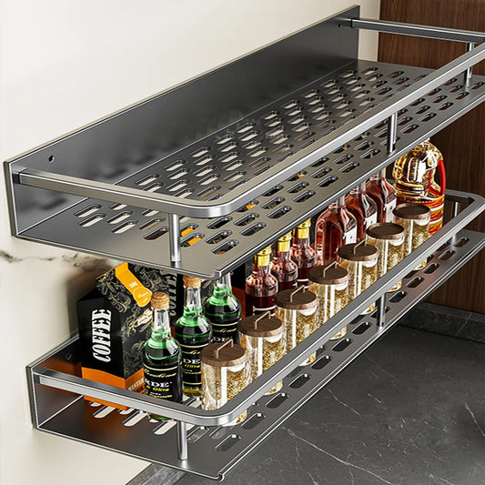 Aluminum Kitchen Rack Kitchen Shelf Toilet Storage No Drill Hanging Rack Bathroom Organizer Hang on the Wall Kitchen