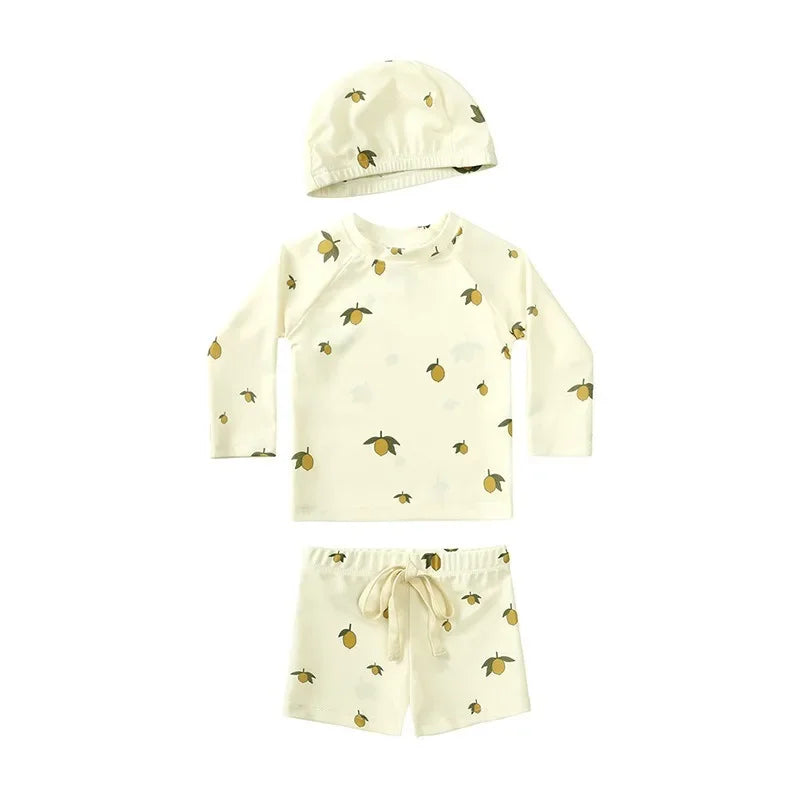 2025 Summer Baby Boys Swimsuit Long Sleeves One Piece Swimwear for Kids Toddler Cartoon UPF50+ Rash Guards Infant Bathing Sui