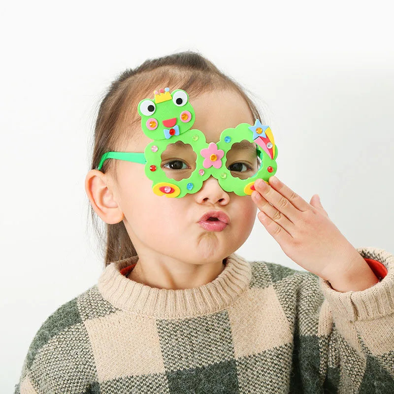Creative EVA Diamond Glasses DIY Kit Kids Art Craft Toy Handicraft Cartoon Animal Glasses Children Birthday Gift School Supplies
